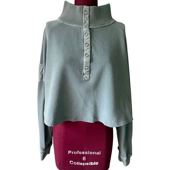 Free People Movement So Fly Henley Layer Green Blue size M long Sleeve - Picture 2 of 12